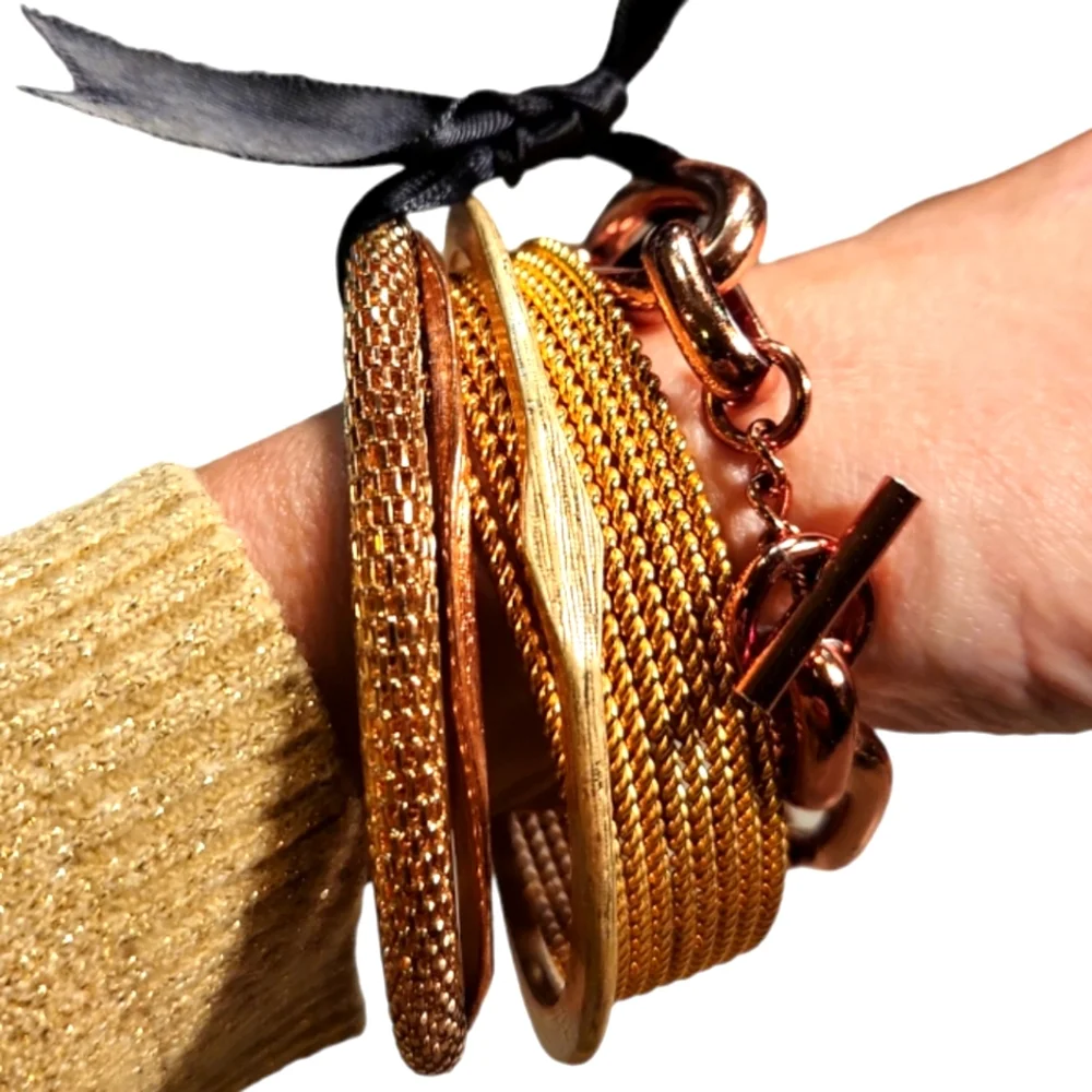 BUNDLE GLAM BANGE TOGGLE MIXED METAL BRACELETTE SET - Picture 2 of 3